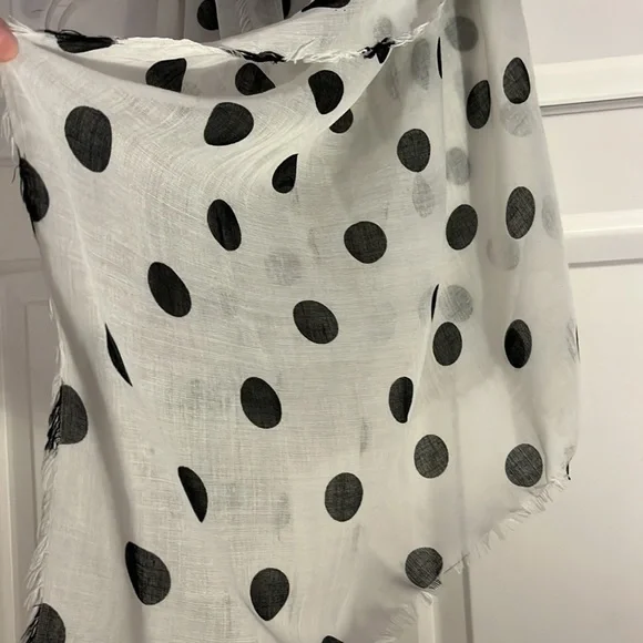 White Black Polka Dot Scarf - Picture 2 of 2